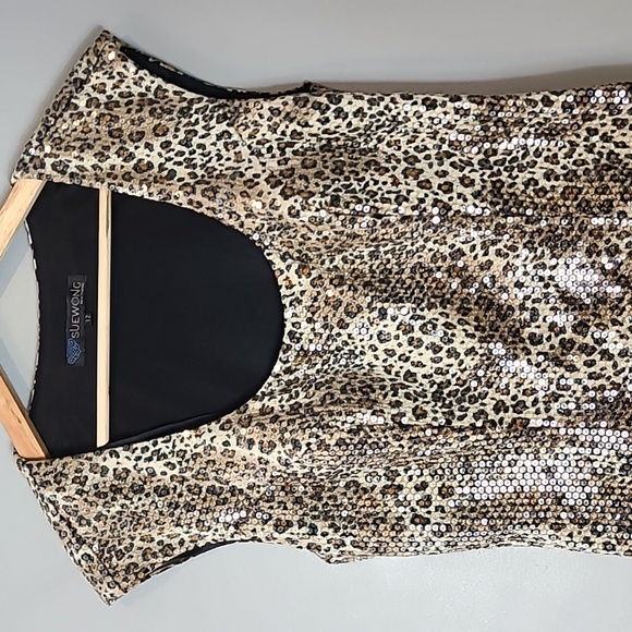 Sue Wong Nocturne Velvet leopard print sequin dress size 12 Reputation Outfit - Picture 3 of 10